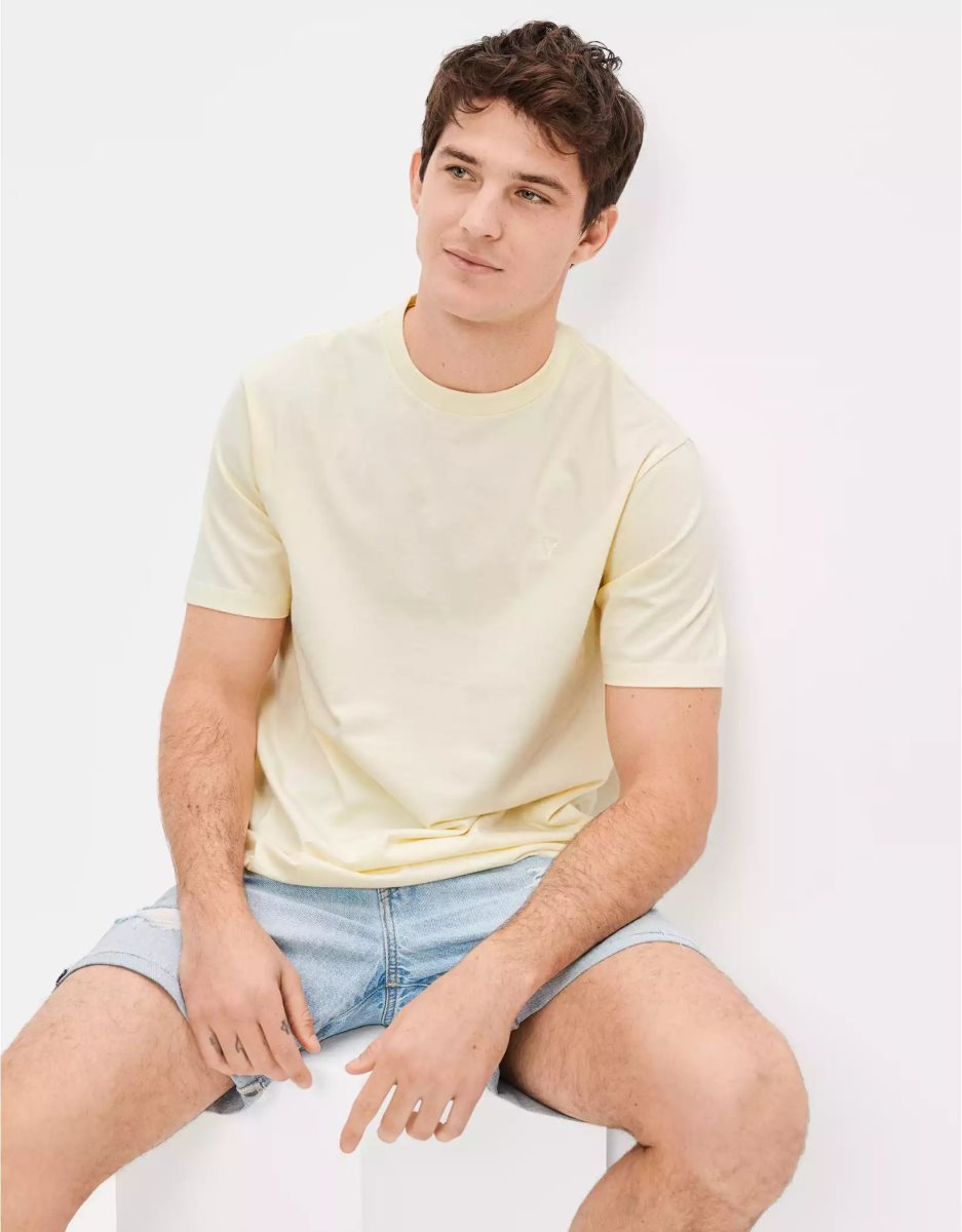 T Shirts American Eagle AE Super Soft Legend Jaune Homme | LIT-82171608